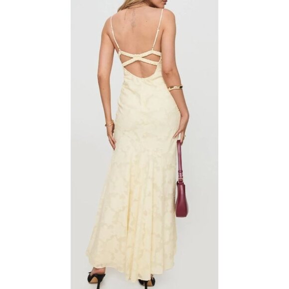 Princess Polly Cyrene Maxi Dress Women Size US 4 NWT Asymmetrical Hem Lemon - Picture 2 of 14